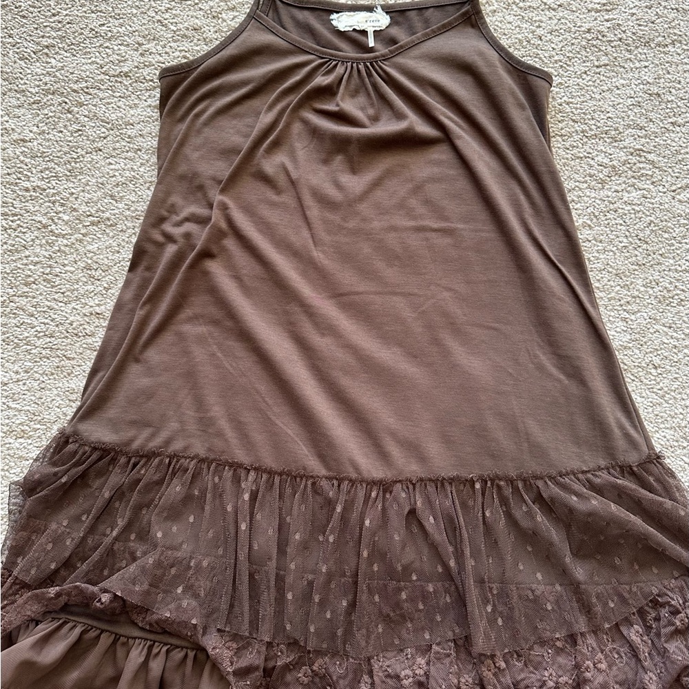 A'Reve Chocolate Brown Knit Slip dress